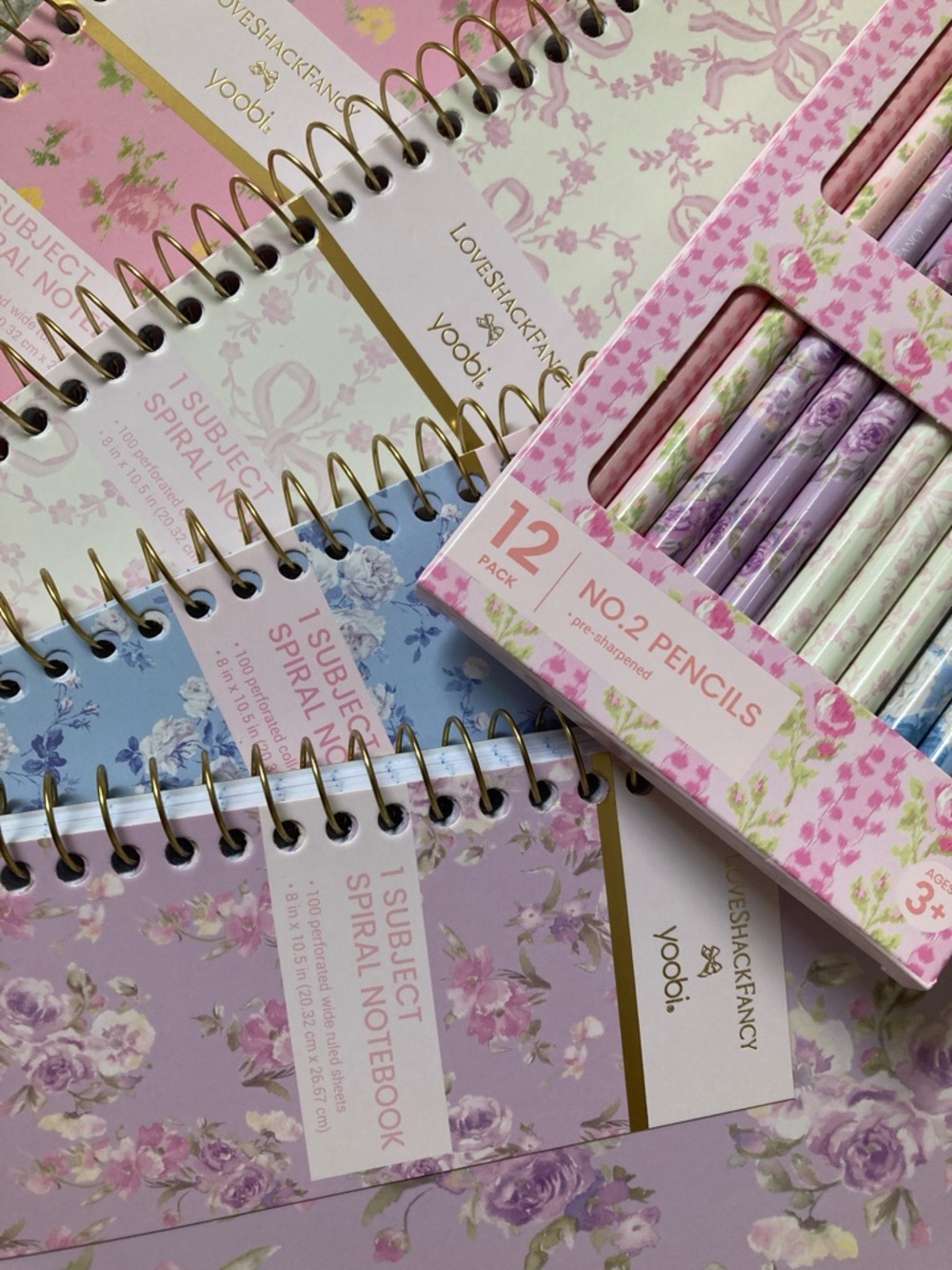 IN-HAND | LoveShackFancy x Target Yoobi Set of 4 Notebooks & 12-Pack Pencils - Picture 8 of 8